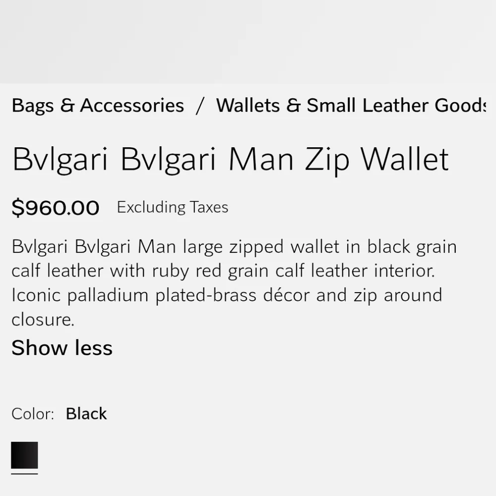 Bvlgari Zip Around Leather Wallet-Black